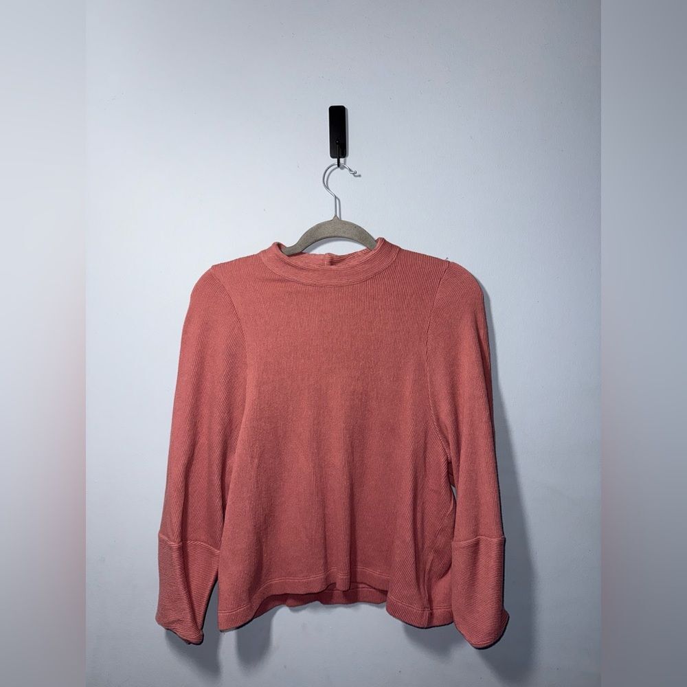 Madewell Texture & Thread button-back mockneck top in dusty rose Pink Small GUC